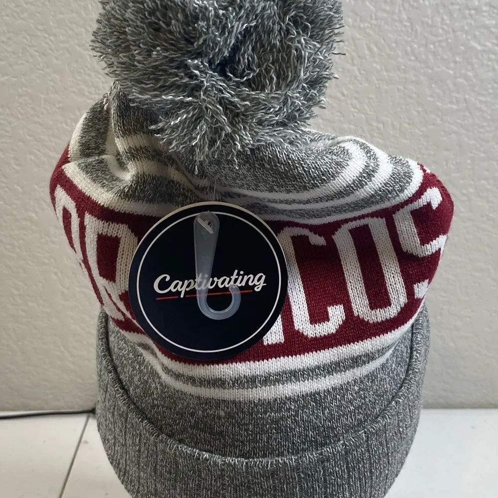 NWT Captivating Santa Clara University Broncos Gray Maroon Knit Beanie Cap